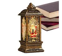 Christmas Snow Globe Lantern - Hexagonal Table Decoration - Illuminated Christmas Bauble Santa Decoration for Mantle Bedroom Window Sill Friends Teenager Adults Men Women