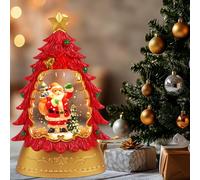 Christmas Snow Globe Lantern, Lighted Water Filled Swirling Glitter Lantern, Snow Globe Lights, Xmas Lantern Tea Light Santa Claus Lantern (Xmas tree shape)