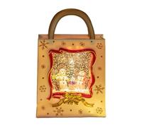 Christmas Snow Globe Lantern - Musical Lighted Handbag Lantern, Battery Powered Electric Snow Globe with Santa Snowman for Indoor Winter Holiday