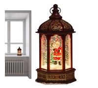 Christmas Snow Globe Lantern | Musical Snow Globe Swirling Glitter Christmas Lantern,Hexagonal Wind Lamp Vintage Decoration for Living Room Bedroom Party Favors