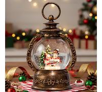 Christmas Snow Globe Lantern Musical Snow Globes Christmas Water Lantern Swirling Glitter Lantern with Snowman Family USB 3 AA Battery Operated Snowglobe 6H Timer Home Party Christmas Decoration Gifts