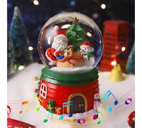 Christmas Snow Globe Lantern, Santa Christmas Ornaments Swirling Snow Globe with Music,Glitter Automatic Snowflakes Lighted Decorative Battery Powered Water Filled Lantern for Christmas Decor (Medium)