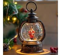 Christmas Snow Globe Lantern Water Glittering Nutcracker with Music & Timer, USB Lined/Battery Operated Lighted Lantern for Christmas Festival Decoration Gifts