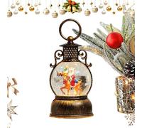 Christmas Snow Globe - Lantern with Handle and 6 Hour Timer, Built-in LED Light with Santa Scene | Decorative Globe for Fireplace Dining Under The Tree Gift for Teenage Friends