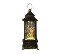 Christmas Snow Globe Lantern with Musical Santa Glittering Snowfall Retro Acrylic Resin Finish Christmas Decoration for Tabletop Mantel or Hanging Display(deer and trees)