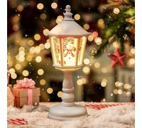 Christmas Snow Globe Lantern with Snowman Scene,Light Up Ornaments Lighted Water Glittering Lantern,Indoor Christmas Lantern USB/Battery Operated Snow Globe for Christmas Decoration Gift (White)