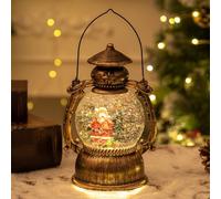 Christmas Snow Globe Music Box Lantern, Retro Santa Glitter Water Lantern with 8 Songs Christmas Home Decoration for Holiday Party, Gift-Giving(old tree)