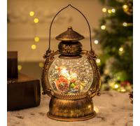 Christmas Snow Globe Music Box Lantern, Retro Santa Glitter Water Lantern with 8 Songs Christmas Home Decoration for Holiday Party, Gift-Giving(Old Snowman)