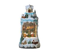 Christmas Snow Globe Music Box Musical Ornament USB Illuminated Decorative Resin PC Table Lantern Ideal for Gift Living Room Bedroom, Flying Santa