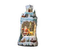 Christmas Snow Globe Music Box Musical Ornament USB Illuminated Decorative Resin PC Table Lantern Ideal for Gift Living Room Bedroom, Santa and Elk