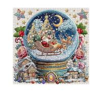 Christmas Snow Globe Puzzle - Christmas Winter Scene Challenging Puzzles | Colorful Festive Home Decor for Study Bedroom Fireplace Entrance Family Gathering Party Desktop