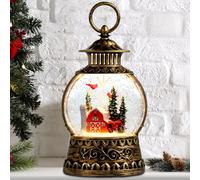 Christmas Snow Globe, Red Barn Truck Musical Snow Globe Lantern Lights with 6H Timer Battery & USB Powered, Retro Style Holiday Glitter Globe for Xmas Home Decoration Holiday Party Gifts