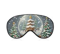 Christmas Snow Globe Sleep Mask Light Blocking Eye Cover Polyester Eye Mask with Elastic Strap Blindfold for Side Sleeper Sleeping Masks Face Hugging for Women Men Travel