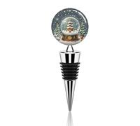 Christmas Snow Globe Wine Bottles Stoppers Zinc-Alloy Silicones Reusable Wine Corks Leak Proof Keep Fresh Suitable for Beverage Decor Holiday Christmas Party Supplies
