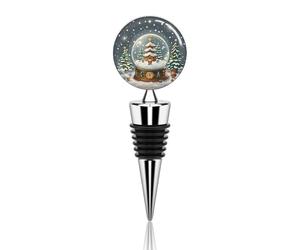 Christmas Snow Globe Wine Bottles Stoppers Zinc-Alloy Silicones Reusable Wine Corks Leak Proof Keep Fresh Suitable for Beverage Decor Holiday Christmas Party Supplies