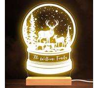 Christmas Snow Globe With Christmas Trees Deer's Family Lamp Night Light | Personalised Gift For Home, Lamp Room Décor | Kids & Adults Night Lights With Name | Personalised Gift For Bedroom |