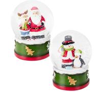 Christmas Snow Globe with Santa and Snowman, Polystone and Glass Construction, Festive Holiday Decoration with Gift Box 750g
