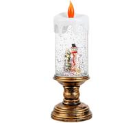 Christmas Snow Globes Candle-shaped Light Up Snowman Snow Globe with Base Battery/USB Powered Christmas Decorations for Home, Party, Gifts Globe