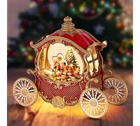 Christmas Snow Globes,Christmas Carriage Snow Globe with 8 Music & Timer, Battery Or USB Cable Powered Operated Glittering for Christmas Table Centerpiece Decoration.Gift- Santa,Christmas Tree