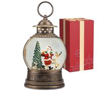 Christmas Snow Globes Christmas Decorations, Lighted Musical Snow Globes Lantern, Santa Decoration Indoor Home Décor & Gift, 6H Timer, USB/Battery Operated