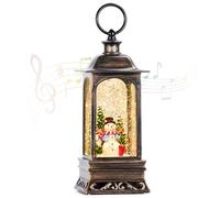 Christmas Snow Globes with Music, Snowman Snow Globe Lantern 6H Timer Lighted Christmas Lantern for Christmas Decorations