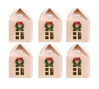 Christmas Snow House Gift Boxes - 6pcs 7.08x7.87 Inches 3d Popup Pink Christmas House Gift Treat Boxes With Cottage-shaped, for Holiday Party Favors, Cookie Candy Packaging, Goodie Bags Decor