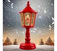 Christmas Snow Lantern with Music, Snow Globe Lantern, Christmas Candle, Vintage Christmas Water Glittering Snowy Globe Night Light, LED Snow Globe Christmas Lantern Decoration (Red)