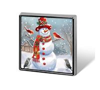 Christmas Snow Man And Birds Suit Lapel Pin Fashion Lapel Pins for Men Women for Backpacks Funny Hat Brooch Pin Personalized Bag Lapels Badge Metal Novelty Buttons & Pins (Square)
