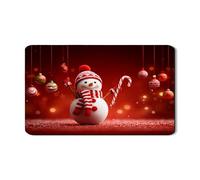 Christmas Snow Man Dish Drying Mats for Kitchen Counter, Red Holiday Absorbent Rubber Dish Drainer Rack Mat, Joyful Pu Leather Drying Pad Decor 12x20 Inch