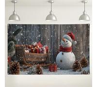 Christmas Snow Man Wall Backdrop, Winter Wonderland Cute Holiday Decorations, Festive Red and White Photography Background for Parties and Events 71x43 Inch