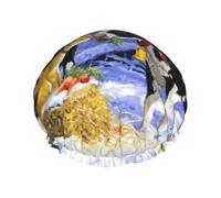 Christmas Snow Milk Cow Print Shower Essentials Bonnet For Women, Large Washable Elastic Band Bath Hair Wrap Shower Cap