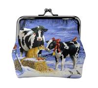Christmas Snow Milk Cow Printing Lightweight Coin Purse, Minimalist Wallet for Coffee Runs and Local Outings