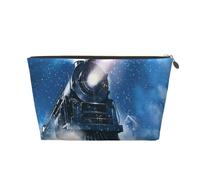 Christmas Snow Night Railway Train Printed Leather Travel Toiletry Makeup Bag with Gold Zipper for Women on the Go