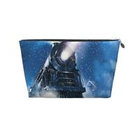 Christmas Snow Night Railway Train Printed Leather Travel Toiletry Makeup Bag with Silver Zipper for Women on the Go