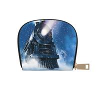 Christmas Snow Night Railway Train Prints Card Wallet for Women Men Cute Zipper Card Cases Holder Mini Coin Purse with 12 Card Slots