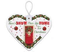Christmas Snow Place Like Home Heart Shaped Hanging Plaque