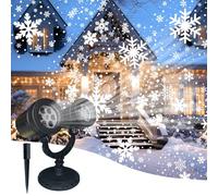 Christmas Snow Projector Outdoor, LED Snowflake Projector Snowfall Lights, IP65 Waterproof Dynamic Falling Snow Effect for Holiday Garden, Party, Halloween Landscape Decoration