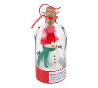 Christmas Snow Scene Bottle Ornament with Voice Recording and Playback | Glass Hanging Display, Integrated Base Controls and Speaker, White Snowman Design, Indoor Seasonal Decoration