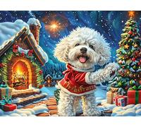 Christmas Snow Scene Cute Bichon Frise 1000 Piece Count Premium Jigsaw Puzzle Fantastic Beasts For Adults Teens 14+ Concentration Training Indoor Game Family Game Night Creativity Gift Giving 1000 PC