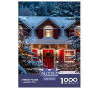 Christmas Snow View Cottage Jigsaw Puzzles Puzzles for Adults Kids. 1000 Piece Interesting Impossible Challenge Toy Educational Game Home Decoration for Adults& Kids Age 14 Years Up 70x50cm/1000pcs