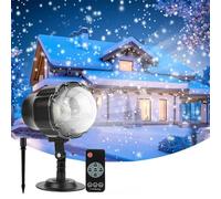 Christmas Snowfall Projector Light, Yokgrass LED Snow Projector Outdoor Holiday Lights IP65 Waterproof with Remote Control Dynamic Falling Snow Effect for Garden, Party, Halloween Landscape Decoration