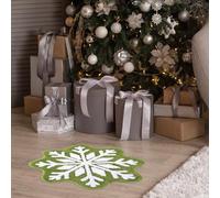 Christmas Snowflake Bathroom Rug, 23.6x23.6 Inches Winter Snowflake Bath Mat, Non Slip Washable Snow Shaped Rugs, Welcome Decorative Snowflake Doormat for Xmas Decor Holiday Decorations (Grey)