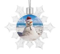 Christmas Snowflake Beach Sandy Snowman Ornament Shatterproof Plastic Hanging Pendant Glitter 3D Snow Flake Decorations for Xmas Party Wedding Anniversary Indoor Outdoor Home Decor