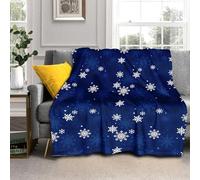 Christmas Snowflake Blanket 50"x40" Blue White Winter Xmas Pattern Design Print Throw Blanket Lightweight Warm Soft Blanket Farmhouse Holiday Seasonal Decor for Home Living Room Sofa Couch Bed
