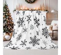 Christmas Snowflake Blanket Ultra Soft Winter Holiday Throw Blanket Xmas Idea Gifts Flannel Fleece Bed Blankets Lightweight Warm Cozy Fuzzy Plush Cabin Throw for Sofa Couch, Black White, 60" X 80"