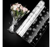 Christmas Snowflake Cellophane Wrap Roll 40cm x 30M Snowflake Hamper Wrapping Cellophane Paper, 3 Mil Thickness Xmas Wrapper Packing Paper for Gift Basket Hamper Kit Christmas Wrap