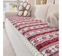 Christmas Snowflake Couch Cover, Warm Flannel Thick Non-slip Sectional Slipcovers, Pet-Friendly Furniture Protectors for Living Room Style-F 70x240cm/28x94in