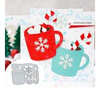 Christmas Snowflake Cup Metal Die Cuts,Merry Christams Snow Flower Leaf Cutting Dies Cut Stencils DIY Scrapbooking Decorative Embossing Paper Scrapbooking Card Making