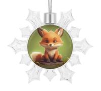 Christmas Snowflake Cute Little Fox Ornament Shatterproof Plastic Hanging Pendant Glitter 3D Snow Flake Decorations for Xmas Party Wedding Anniversary Indoor Outdoor Home Decor