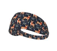 Christmas Snowflake Deer Print Workout Headbands for Women - Non-Slip Stretchy Sweat Head Bands for Women Hair, Moisture Wicking Sweatband for Sports Running Tennis Athletic Gym Yoga